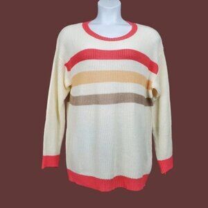 LuLaRoe Mariah Long Sleeve Ivory Striped Knit Pullover Sweater Size 2X NWT